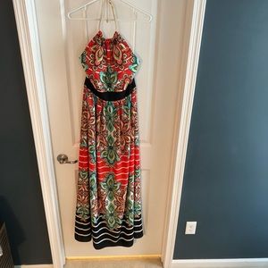 Eliza J Crepe de chine halter maxi dress